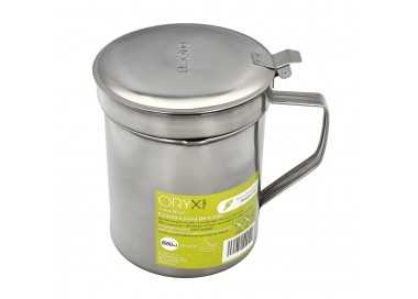 Grasera Acero Inoxidable Para Pescado Aceitera Aceite Usado 1,0 L. Con Colador y Tapa, Recipiente Reciclaje Aceite Usado Pescado