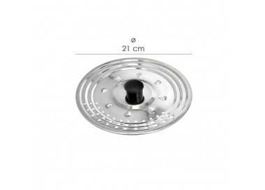 Tapadera Multiusos Acero Inoxidable Ø 21 cm. Uso Tapa Anti Salpicaduras y Escurridor. Tapadera Adpatable Diferentes Medidas