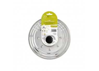 Tapadera Multiusos Acero Inoxidable Ø 21 cm. Uso Tapa Anti Salpicaduras y Escurridor. Tapadera Adpatable Diferentes Medidas
