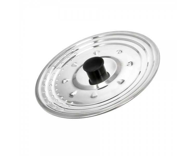 Tapadera Multiusos Acero Inoxidable Ø 25 cm. Uso Tapa Anti Salpicaduras y Escurridor. Tapadera Adpatable Diferentes Medidas