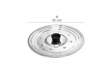 Tapadera Multiusos Acero Inoxidable Ø 25 cm. Uso Tapa Anti Salpicaduras y Escurridor. Tapadera Adpatable Diferentes Medidas