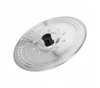 Tapadera Multiusos Acero Inoxidable Ø 28 cm. Uso Tapa Anti Salpicaduras y Escurridor. Tapadera Adpatable Diferentes Medidas