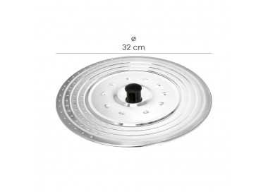Tapadera Multiusos Acero Inoxidable Ø 32 cm. Uso Tapa Anti Salpicaduras y Escurridor. Tapadera Adpatable Diferentes Medidas