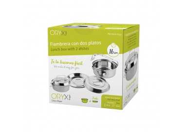 Fiambrera Metalica De Acero Inoxidable Con 2 Platos Ø 16 cm. Lunch Box, Fiambrera Metalica, Porta Alimentos Metalico,