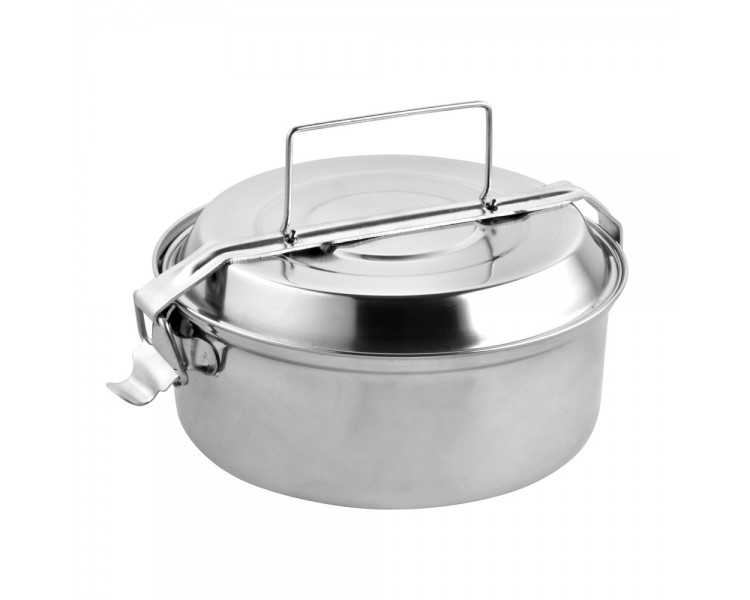 Fiambrera Metalica De Acero Inoxidable Con 2 Platos Ø 18 cm. Lunch Box, Fiambrera Metalica, Porta Alimentos Metalico,