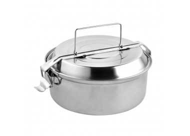 Fiambrera Metalica De Acero Inoxidable Con 2 Platos Ø 18 cm. Lunch Box, Fiambrera Metalica, Porta Alimentos Metalico,