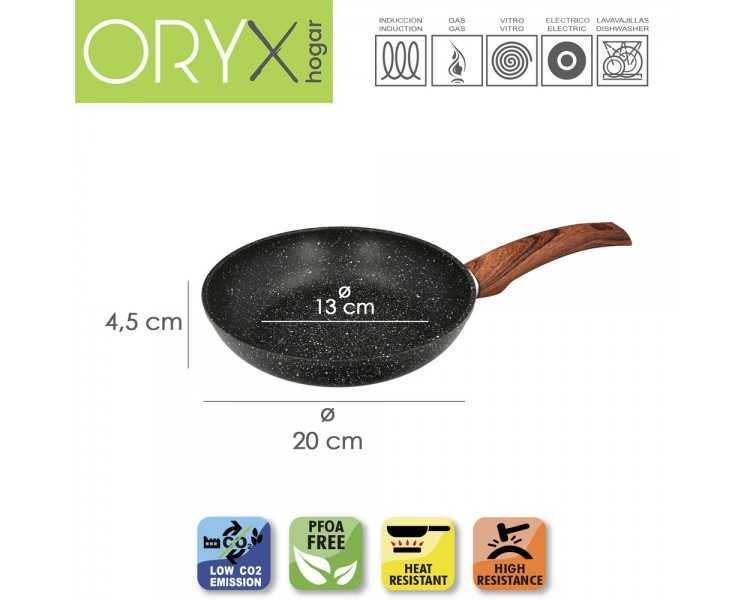 Sarten Aluminio Forjado Antiadherente Ø 20 x 4,5 cm. Mango Engomado / 5 capas / Acabado Piedra / Apta Para Todo Tipo de Cocinas