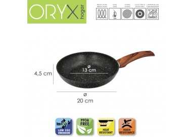 Sarten Aluminio Forjado Antiadherente Ø 20 x 4,5 cm. Mango Engomado / 5 capas / Acabado Piedra / Apta Para Todo Tipo de Cocinas