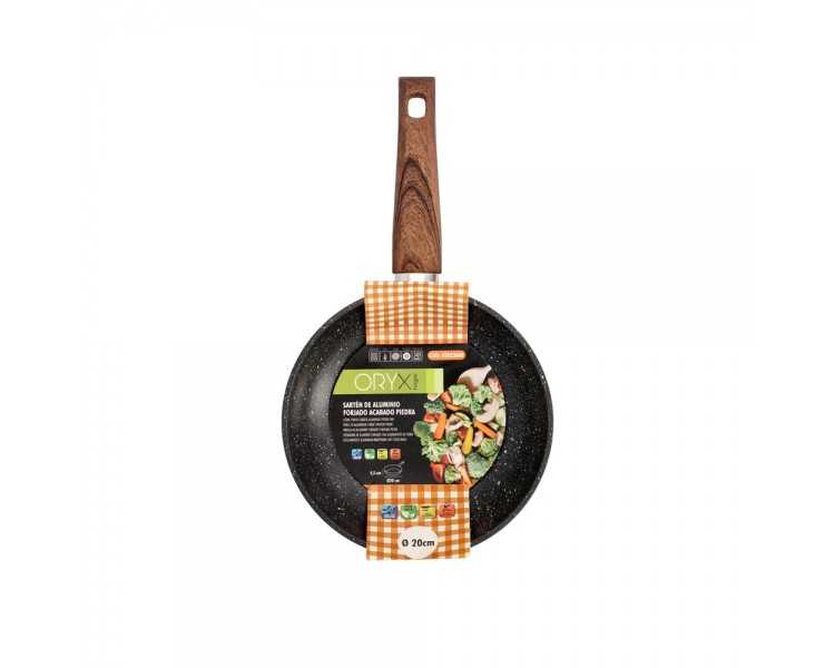 Sarten Aluminio Forjado Antiadherente Ø 20 x 4,5 cm. Mango Engomado / 5 capas / Acabado Piedra / Apta Para Todo Tipo de Cocinas