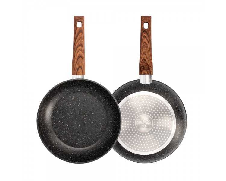 Sarten Aluminio Forjado Antiadherente Ø 24 x 5 cm. Mango Engomado / 5 capas / Acabado Piedra / Apta Para Todo Tipo de Cocinas