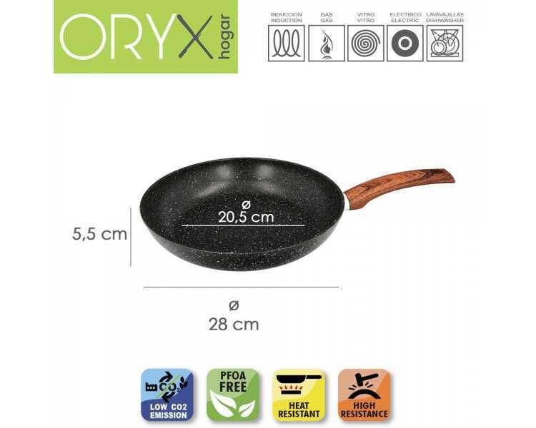 Sarten Aluminio Forjado Antiadherente Ø 28 x 5,5 cm. Mango Engomado / 5 capas / Acabado Piedra / Apta Para Todo Tipo de Cocinas