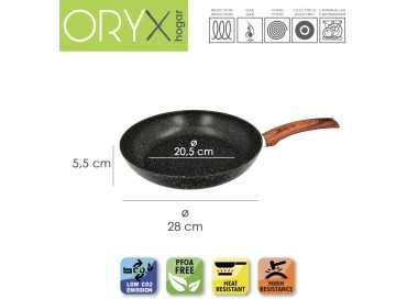 Sarten Aluminio Forjado Antiadherente Ø 28 x 5,5 cm. Mango Engomado / 5 capas / Acabado Piedra / Apta Para Todo Tipo de Cocinas