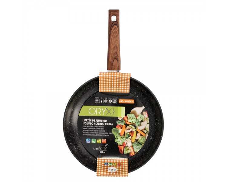 Sarten Aluminio Forjado Antiadherente Ø 28 x 5,5 cm. Mango Engomado / 5 capas / Acabado Piedra / Apta Para Todo Tipo de Cocinas