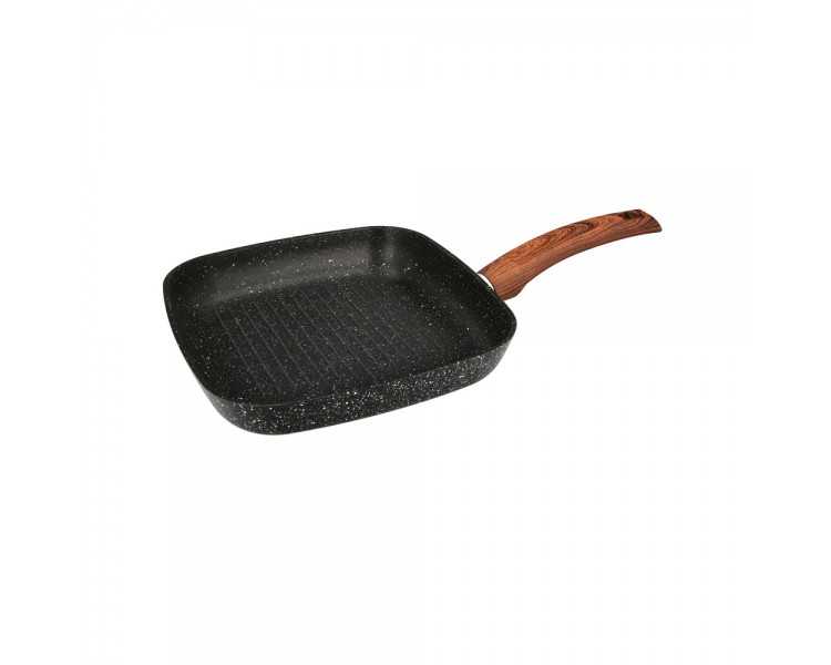 Sarten Aluminio Forjado Antiadherente 24x24x4,5 cm. Mango Engomado / 5 capas / Acabado Piedra / Todo Tipo de Cocinas / Grill