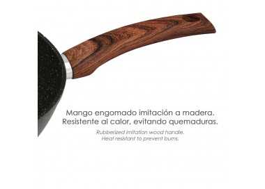 Sarten Aluminio Forjado Antiadherente 24x24x4,5 cm. Mango Engomado / 5 capas / Acabado Piedra / Todo Tipo de Cocinas / Grill