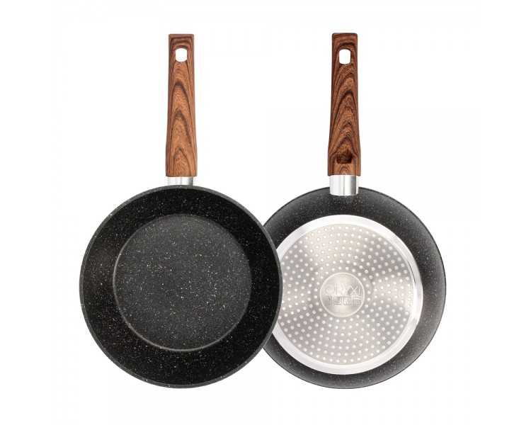 Sarten Aluminio Forjado Antiadherente Ø 24 x 7 cm. Mango Engomado / 5 capas / Acabado Piedra / Apta Para Todo Tipo de Cocinas