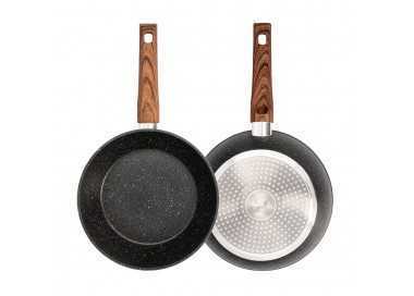 Sarten Aluminio Forjado Antiadherente Ø 24 x 7 cm. Mango Engomado / 5 capas / Acabado Piedra / Apta Para Todo Tipo de Cocinas