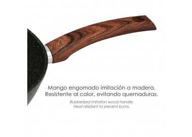 Sarten Aluminio Forjado Antiadherente Ø 24 x 7 cm. Mango Engomado / 5 capas / Acabado Piedra / Apta Para Todo Tipo de Cocinas