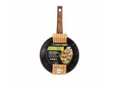 Sarten Aluminio Forjado Antiadherente Ø 24 x 7 cm. Mango Engomado / 5 capas / Acabado Piedra / Apta Para Todo Tipo de Cocinas