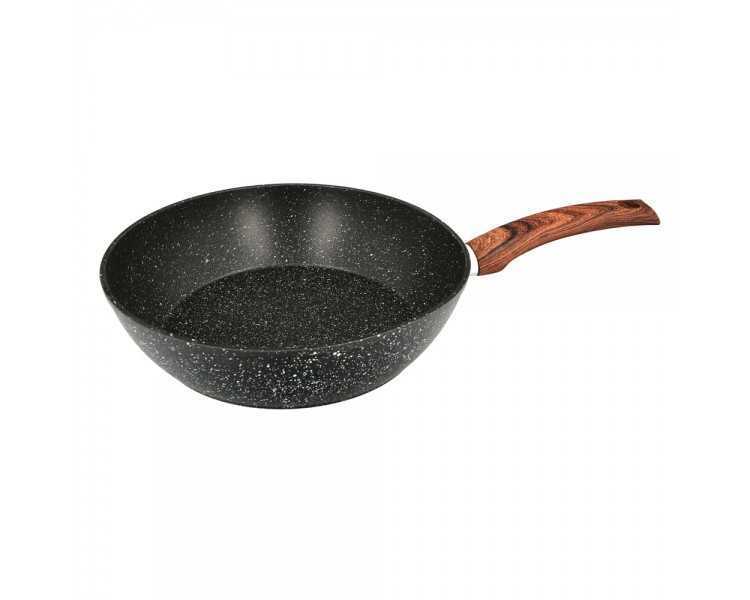 Sarten Honda Aluminio Forjado Antiadherente Ø 28x7,5 cm. Mango Engomado / 5 capas / Acabado Piedra / Para Todo Tipo de Cocinas