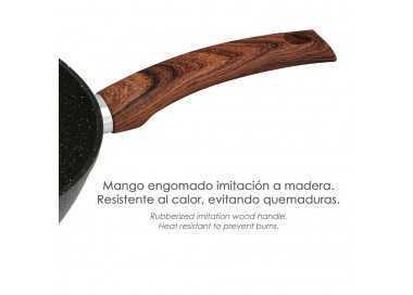 Sarten Honda Aluminio Forjado Antiadherente Ø 28x7,5 cm. Mango Engomado / 5 capas / Acabado Piedra / Para Todo Tipo de Cocinas