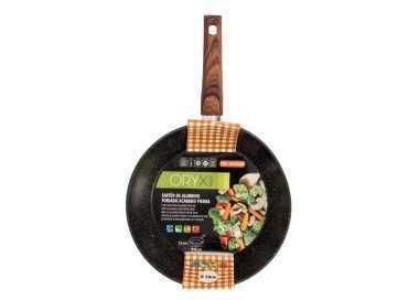 Sarten Honda Aluminio Forjado Antiadherente Ø 28x7,5 cm. Mango Engomado / 5 capas / Acabado Piedra / Para Todo Tipo de Cocinas