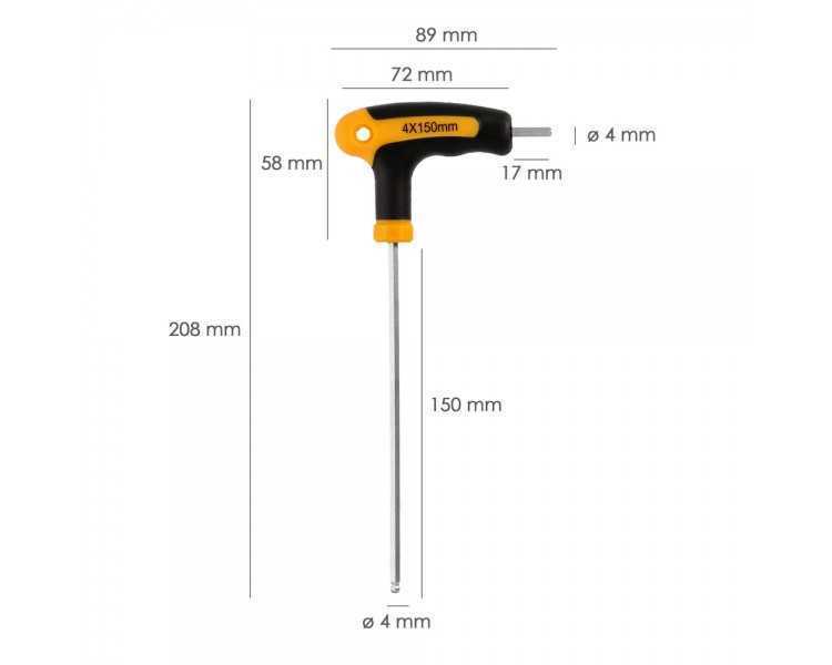 Llave Allen Con Bola Mango Bimaterial "Soft Touch" Forma T 4,0 mm. Acero Cromo Vanadio, Destornillador allen, llave hexagonal