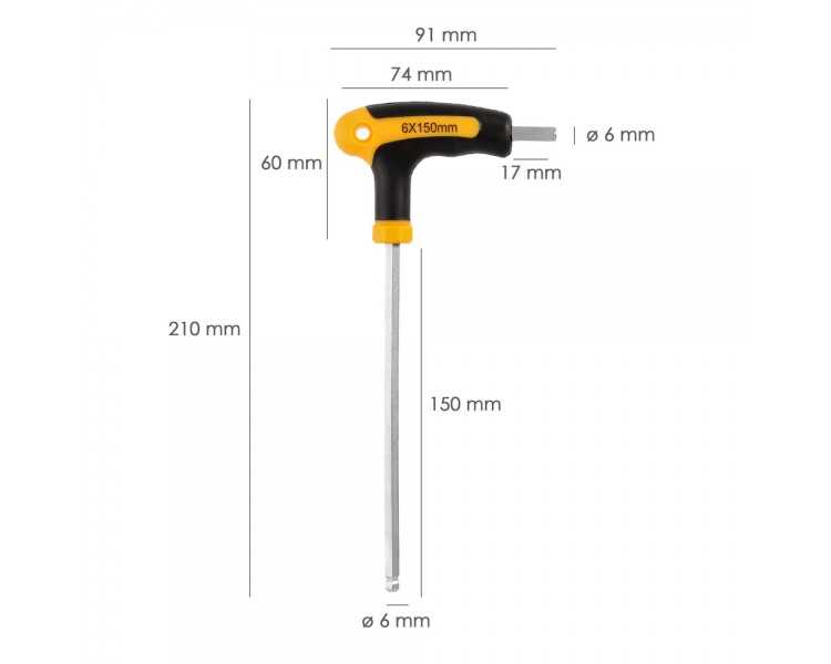 Llave Allen Con Bola Mango Bimaterial "Soft Touch" Forma T 6,0 mm. Acero Cromo Vanadio, Destornillador allen, llave hexagonal