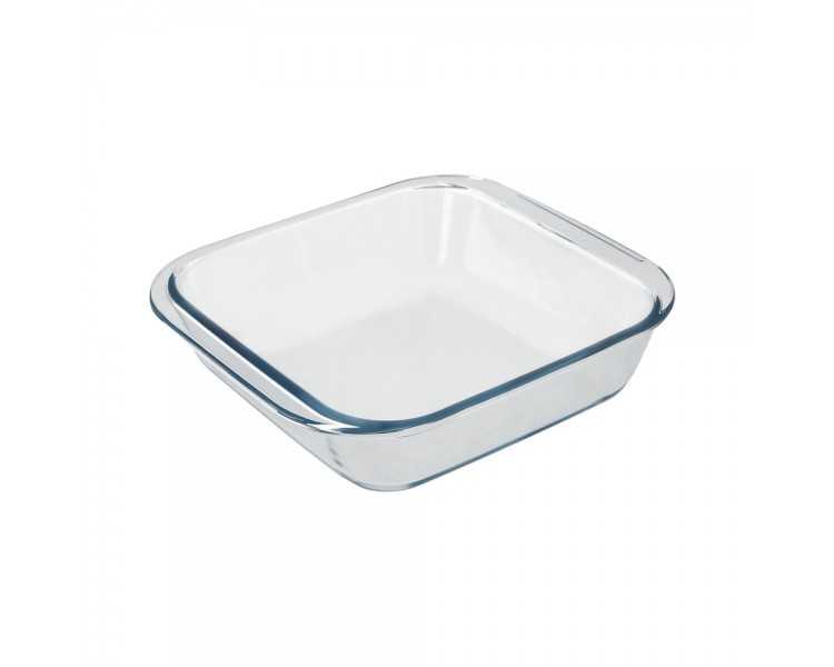 Fuente Horno Cristal Borosilicato Cuadrada 1,1litros. 18x18 cm. Ideal Meclas, Ensaladas, Postres, Cocina, Resposteria. Libre BPA