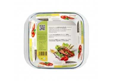 Fuente Horno Cristal Borosilicato Cuadrada 1,1litros. 18x18 cm. Ideal Meclas, Ensaladas, Postres, Cocina, Resposteria. Libre BPA