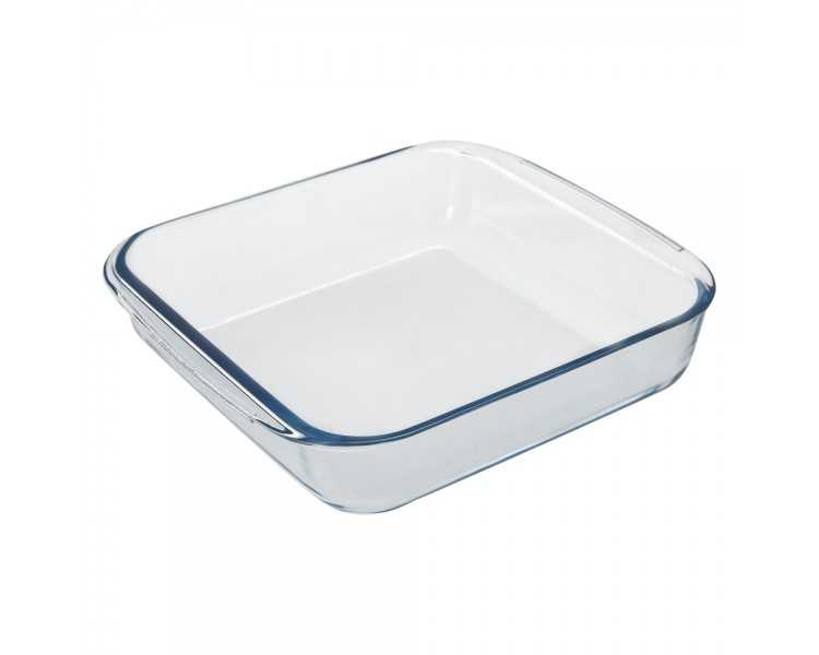 Fuente Horno Cristal Borosilicato Cuadrada 1,1L. 20,7x20,7 cm. Ideal Meclas, Ensaladas, Postres, Cocina, Resposteria. Libre BPA