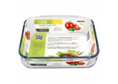 Fuente Horno Cristal Borosilicato Cuadrada 1,1L. 20,7x20,7 cm. Ideal Meclas, Ensaladas, Postres, Cocina, Resposteria. Libre BPA