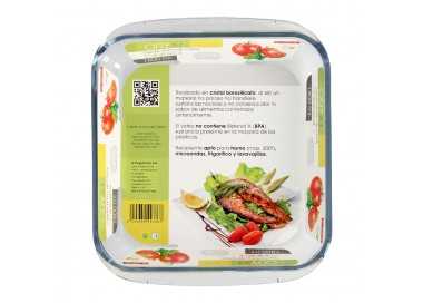 Fuente Horno Cristal Borosilicato Cuadrada 1,1L. 20,7x20,7 cm. Ideal Meclas, Ensaladas, Postres, Cocina, Resposteria. Libre BPA
