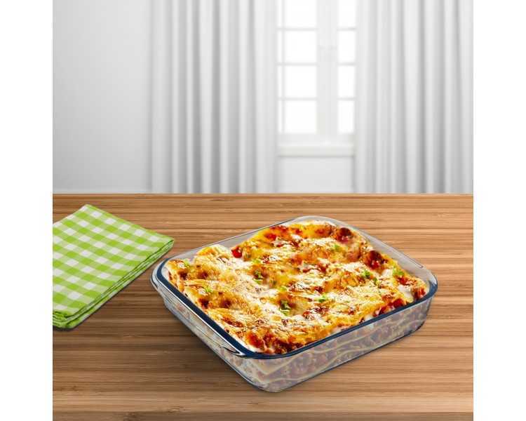 Fuente Horno Cristal Borosilicato Cuadrada 1,1L. 20,7x20,7 cm. Ideal Meclas, Ensaladas, Postres, Cocina, Resposteria. Libre BPA