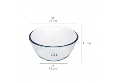 Bol De Cristal, Ideal Para Mezclas. 2.5 Litros. Libre BPA, Cristal De Borosilicato.Ensaladas, Postres, Cocina, Resposteria