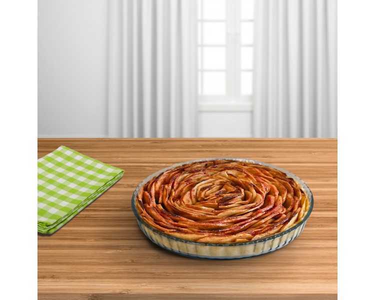 Molde Rizado Horno Cristal Borosilicato Ø 28 cm. Ideal Postres, Cocina, Resposteria, Tartas, Quiche, Libre BPA