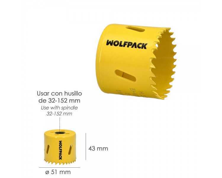 Corona Sierra Bimetal Ø 51 mm. Templado Termico, Base Reforzada. Corona Madera, Broca Agujeros Madera, Acero, Hierro, Plasticos