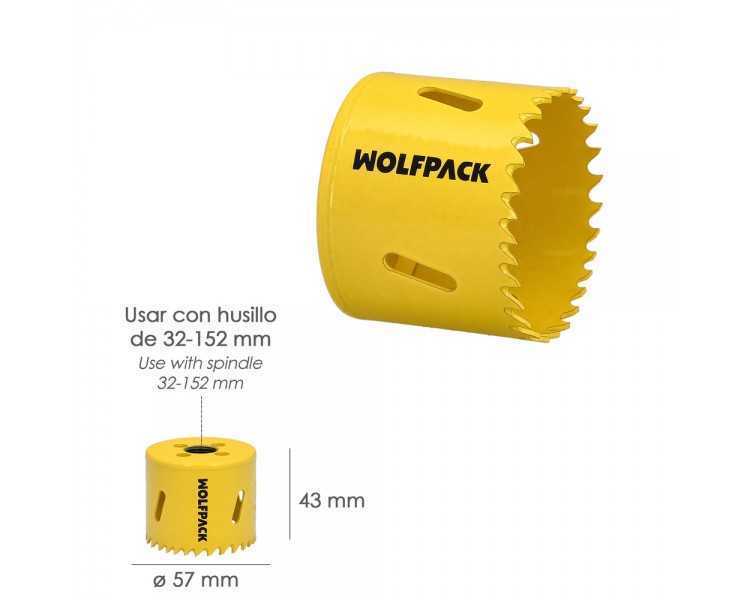 Corona Sierra Bimetal Ø 57 mm. Templado Termico, Base Reforzada. Corona Madera, Broca Agujeros Madera, Acero, Hierro, Plasticos