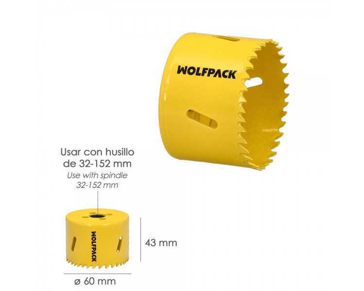 Corona Sierra Bimetal Ø 60 mm. Templado Termico, Base Reforzada. Corona Madera, Broca Agujeros Madera, Acero, Hierro, Plasticos