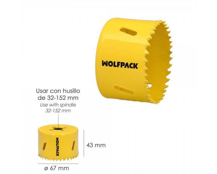 Corona Sierra Bimetal Ø 67 mm. Templado Termico, Base Reforzada. Corona Madera, Broca Agujeros Madera, Acero, Hierro, Plasticos