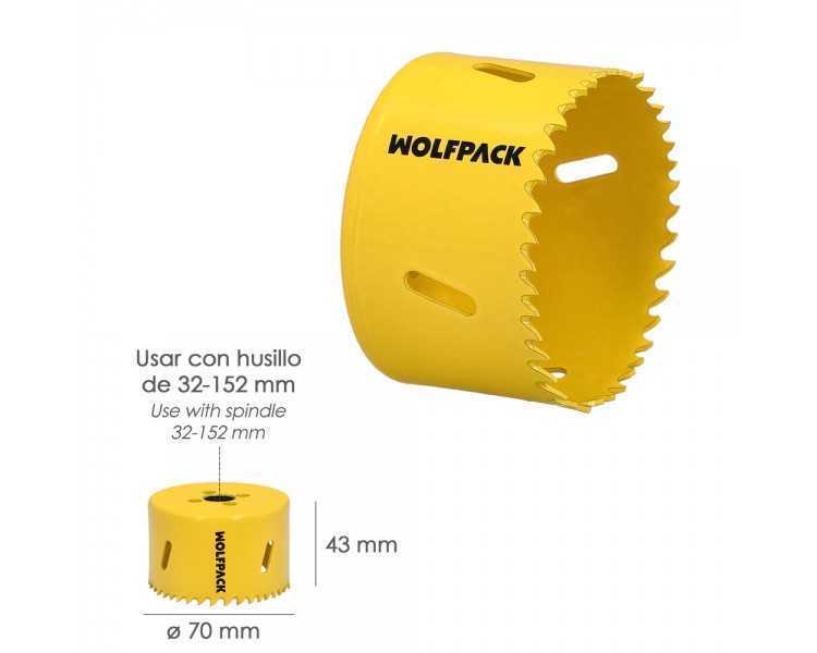 Corona Sierra Bimetal Ø 70 mm. Templado Termico, Base Reforzada. Corona Madera, Broca Agujeros Madera, Acero, Hierro, Plasticos