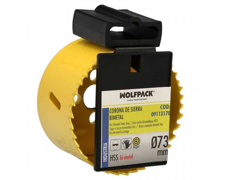 Corona Sierra Bimetal Ø 73 mm. Templado Termico, Base Reforzada. Corona Madera, Broca Agujeros Madera, Acero, Hierro, Plasticos