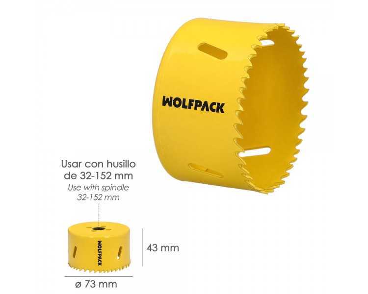 Corona Sierra Bimetal Ø 73 mm. Templado Termico, Base Reforzada. Corona Madera, Broca Agujeros Madera, Acero, Hierro, Plasticos
