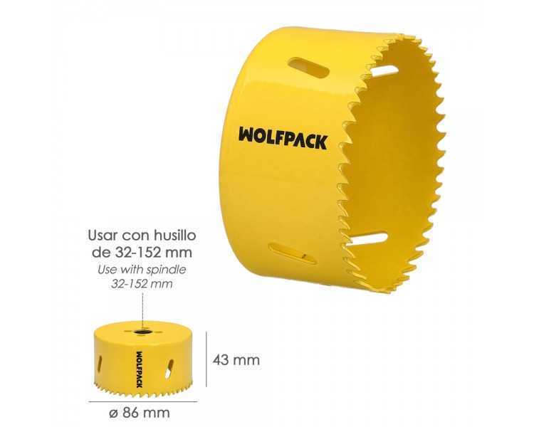Corona Sierra Bimetal Ø 86 mm. Templado Termico, Base Reforzada. Corona Madera, Broca Agujeros Madera, Acero, Hierro, Plasticos