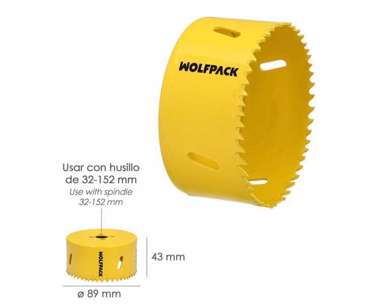 Corona Sierra Bimetal Ø 89 mm. Templado Termico, Base Reforzada. Corona Madera, Broca Agujeros Madera, Acero, Hierro, Plasticos