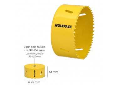 Corona Sierra Bimetal Ø 92 mm. Templado Termico, Base Reforzada. Corona Madera, Broca Agujeros Madera, Acero, Hierro, Plasticos