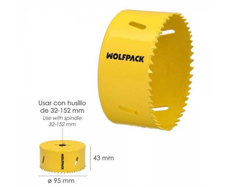 Corona Sierra Bimetal Ø 95 mm. Templado Termico, Base Reforzada. Corona Madera, Broca Agujeros Madera, Acero, Hierro, Plasticos