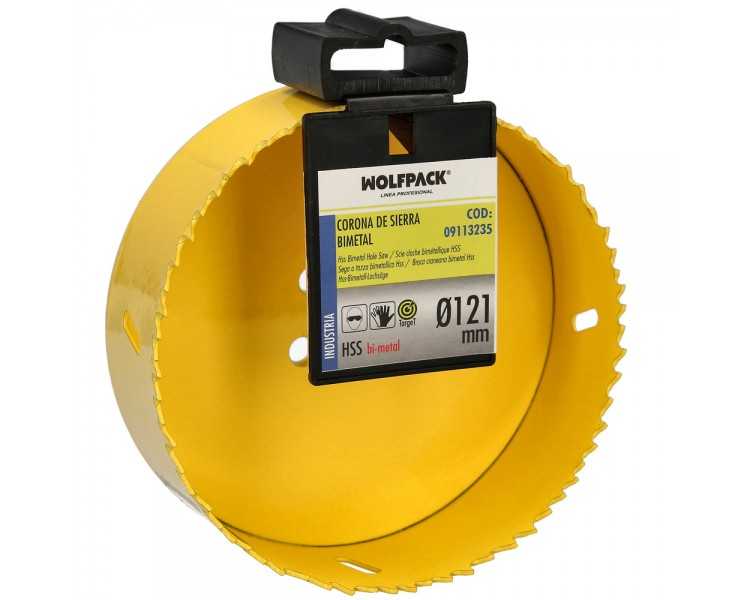Corona Sierra Bimetal Ø 121 mm. Templado Termico, Base Reforzada. Corona Madera, Broca Agujeros Madera, Acero, Hierro, Plasticos