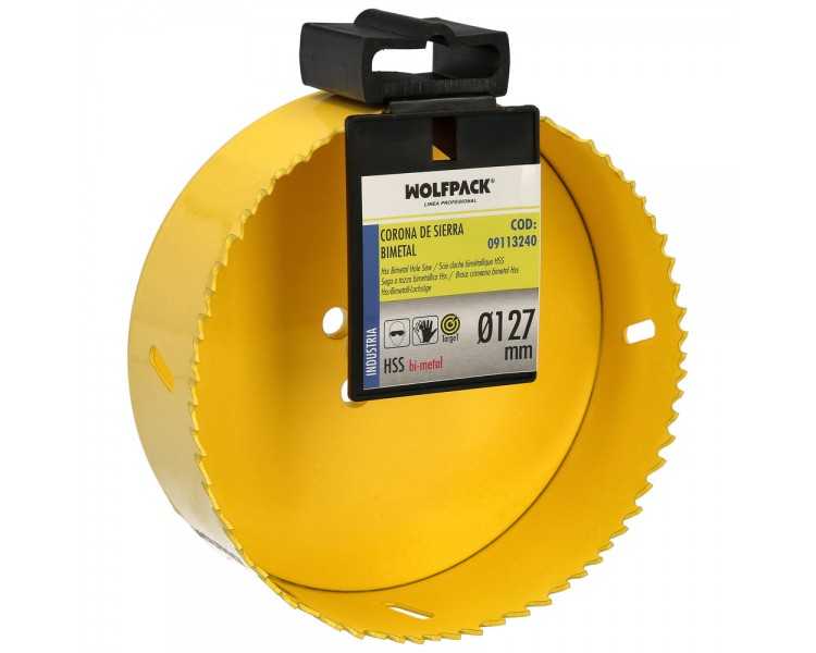 Corona Sierra Bimetal Ø 127 mm. Templado Termico, Base Reforzada. Corona Madera, Broca Agujeros Madera, Acero, Hierro, Plasticos
