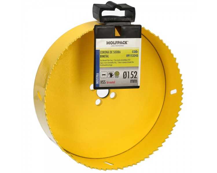 Corona Sierra Bimetal Ø 152 mm. Templado Termico, Base Reforzada. Corona Madera, Broca Agujeros Madera, Acero, Hierro, Plasticos
